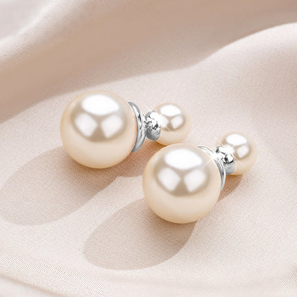 New Korean style star with fashion pearl earrings sweet temperament girl earrings double-sided pearl multi-wear method