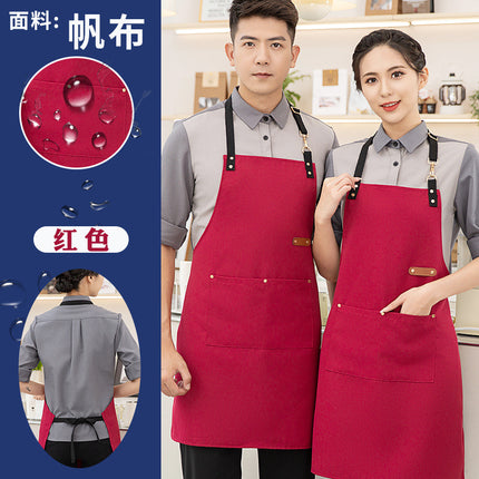 Red Apron for Weddings and Celebrations, Customized with Logo Printing, Suitable for Wedding Banquets, Festive Workwear, and as a Helper Apron