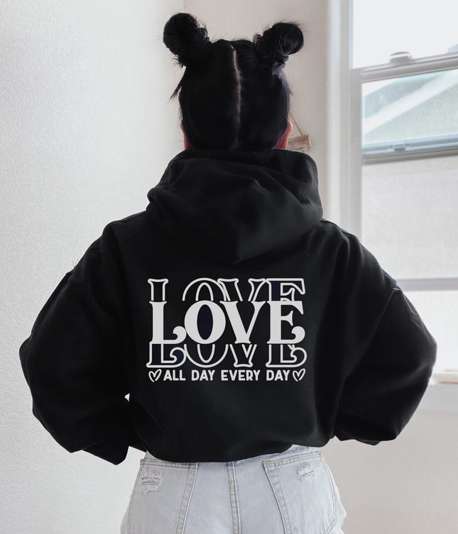 Cross-Border Foreign Trade American Fashion Casual Letter Printed Back Collar Plus Velvet Loose Hooded Sweatshirt
