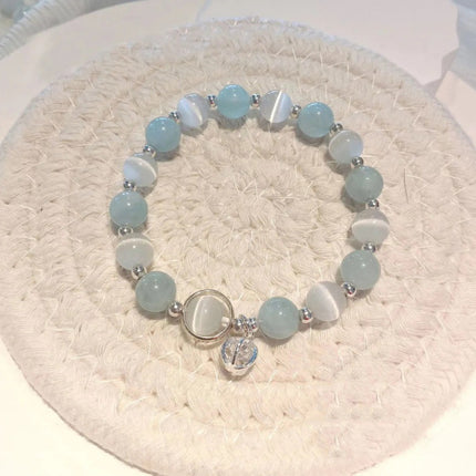 Bracelet Jewelry Cat's Eye Stone Crystal Butterfly Women's Bracelet Imitation Gray Moonlight Versatile Stylish Trendy Student Gift Starry