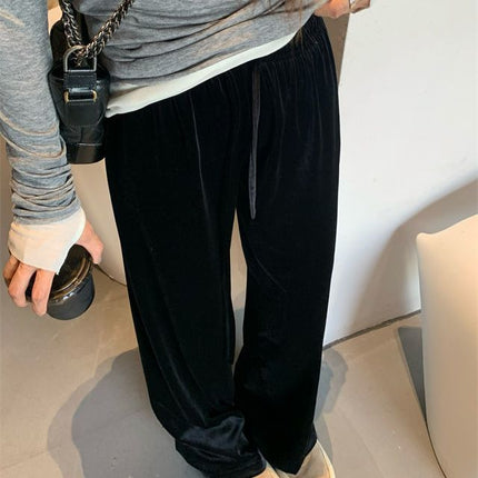 Maillard Brown Gold Velvet Wide Leg Pants Women's Spring and Autumn New Casual Pants Velvet Pants Drape Floor-Mopping Pants