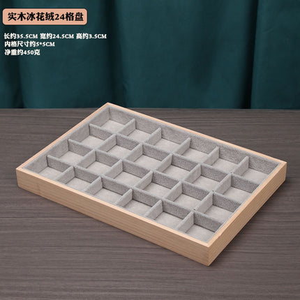 Ice Velvet gray solid wood bamboo wood jewelry plate ring earrings necklace pendant bracelet watch jewelry tray