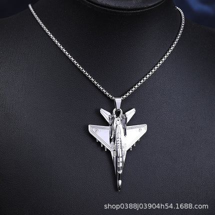 New J-20 Fighter Pendant Necklace Creative Aviation Aircraft Model Air Show Commemorative Small Gift Jewelry Wholesale