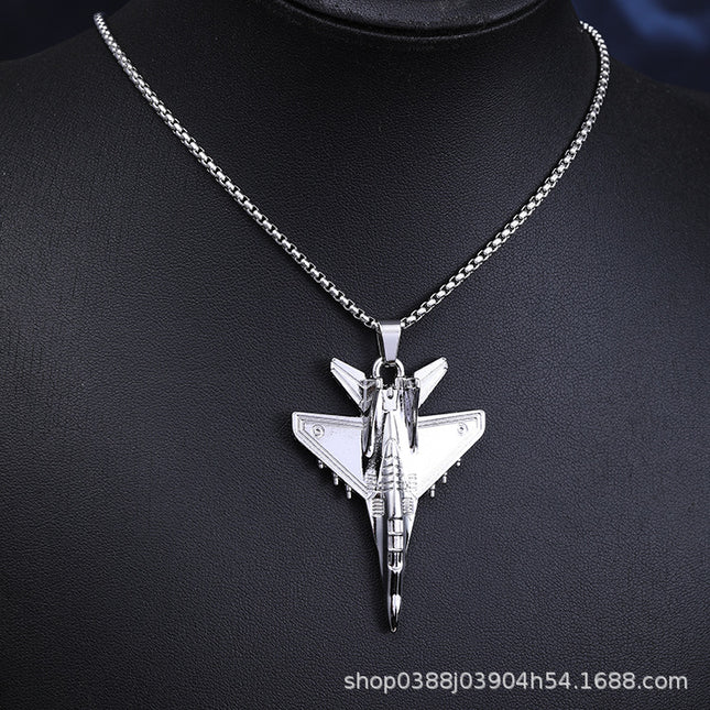 New J-20 Fighter Pendant Necklace Creative Aviation Aircraft Model Air Show Commemorative Small Gift Jewelry Wholesale