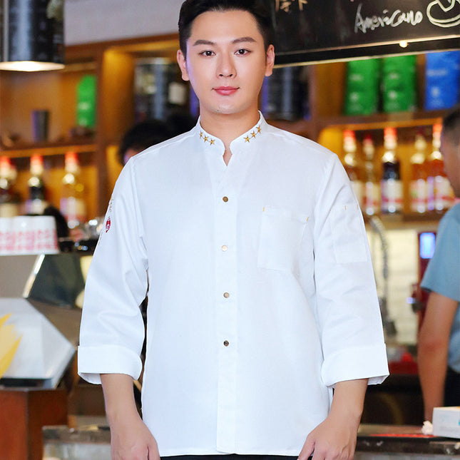 Catering Chef Work Clothes Kitchen Clothes plus size Long Sleeve Hotel Kitchen Chef Clothing Men's Short Sleeve Printed and Embroidered logo