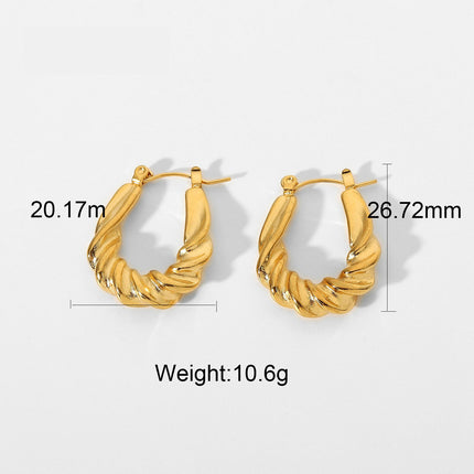 Cross-border European and American earrings ins fashion short C- shaped horns earrings stainless steel 18K gold-plated earrings women wholesale