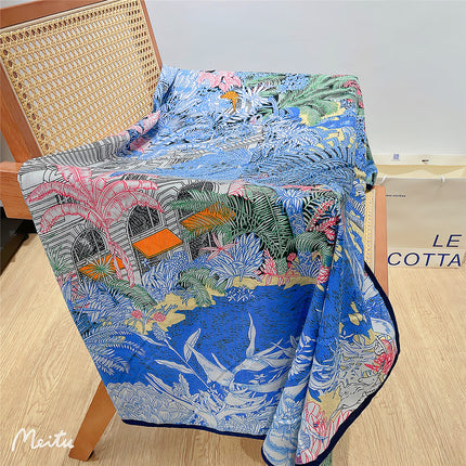 130 new winter fashion warm large square silk wool material plant garden flower lady shawl scarf