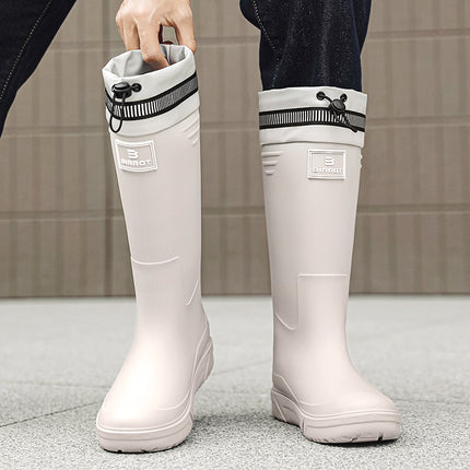 Cross-Border High-Top Rain Boots for Men, Non-Slip Waterproof Rain Boots for Work, Wear-Resistant Rubber Shoes, Kitchen Car Wash Mouth Shoes