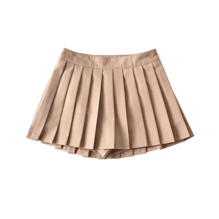 2024 Summer College Style Age-Reducing Anti-Exposure A-Line Short Skirt for Women, Mid-Waist Pleated Skirt with Short Front and Long Back