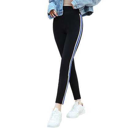 Autumn Modal Extra Large Extra Large plus size Leggings chubby girl 100.00kg Fashion Striped Cropped Pants