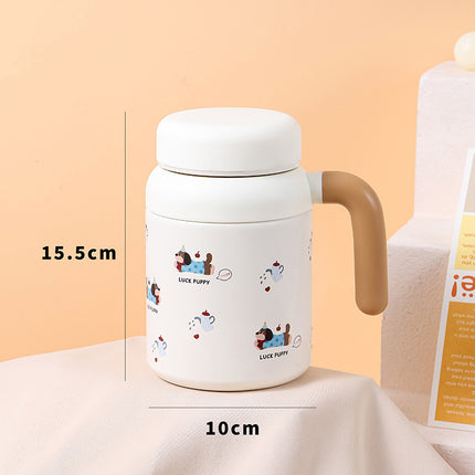 Cartoon cute high-value large-capacity new thermos stainless steel outdoor sports portable rope coffee cup