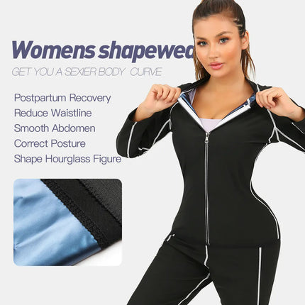 Cross-Border European and American Women's Fitness Clothing, Sweat Clothing, Corset, Outdoor Sports Long-Sleeved Suit, Tummy Control and Waist Shaping Corset