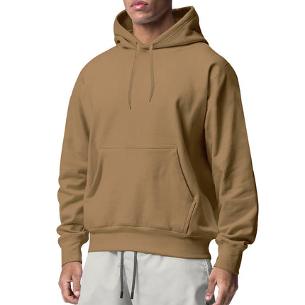2025 New Cross-Border European and American Men's Sports Pure Color Fleece Sweatshirt Men's Export Wholesale Hoodie