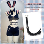 Police officer costume + black short leather whip / One size fits all
