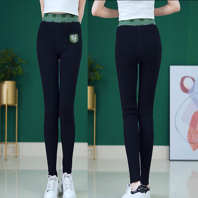 Health-Preserving Pants, Thermal Pants, Self-Heating Pants, Inner Wear Leggings, Lambswool Fitness Pants, Plaid Design, Tight-Fitting, High-Waisted
