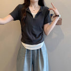 Black [small/chic korean style/chic, sweet and spicy/french style/summer/summer style/early spring/spring autumn/early spring/spring style/spring clothes/short style/super pretty/niche style/imperious sister with thousands of styles] / S