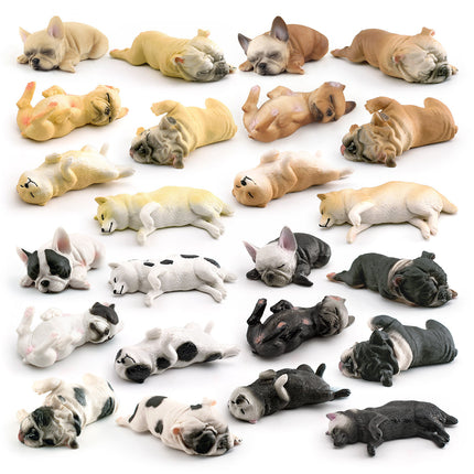 Cross-border Children's Cognitive Simulation Pet Dog Model Sleeping Posture French Bulldog Chai Dog Decorative Ornament Toy