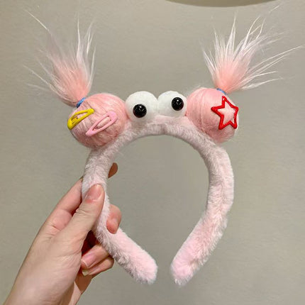 Trendy Quirky Hair Clip with Fluffy Hairband for Girls, Creative Versatile Face-Washing Hair Accessory