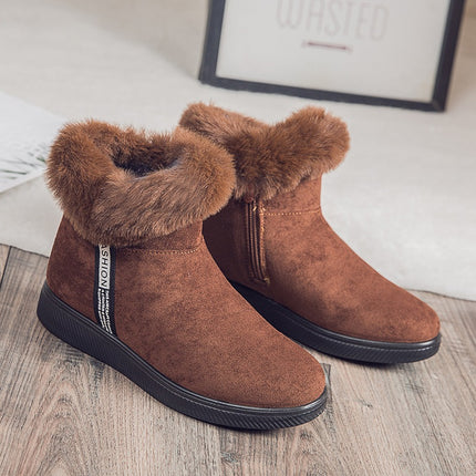 Large Size Snow Boots for Women, Fleece-Lined Warm Short Boots, Winter Thickened Cotton Shoes, Non-Slip Cloth Shoes, Mom Shoes, Winter Style