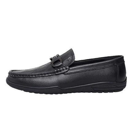 Men's Shoes Autumn New Beanie Shoes Men's British Style Slip-On Business Loafers Fashionable Soft-Soled Casual Leather Shoes