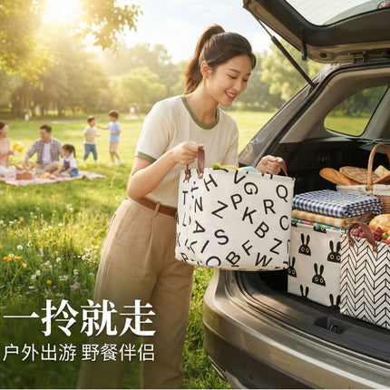 Household Large-Capacity Fabric Storage Bag Cotton and Linen Waterproof Dirty Clothes Storage Basket Square Foldableable Toy Storage Basket