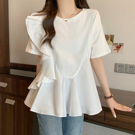 Tops, Summer Shirts for Small People, Loose Summer Shirts, Belly-Covering Ruffled Summer Shirts