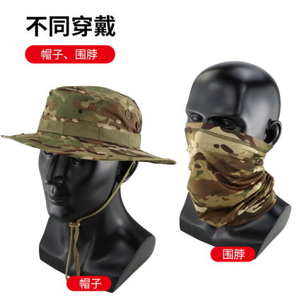 Summer Camouflage Tactical Penny Hat suit Multi-function Magic Hood Fishing Cap Sunscreen Protective Breathable Fisherman Hat