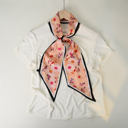 2025 European and American-style Beveled Silk Scarf Cross-border Silk Cashew Dot Long High-end Ribbon Scarf Women's Belt