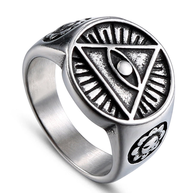European and American Popular Jewelry Stainless Steel Ring Space Eye Ring Retro Trendy Male Stylish Punk Stainless Steel Ring