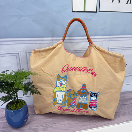 ball chain Japanese high quality eco-friendly shopping bag embroidered hand canvas bag nylon shopping bag