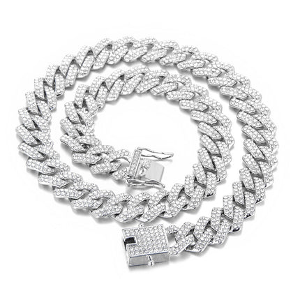 Unique Designer Cuban Link Chain, European and American Style, Rhombus-Shaped, Thick, Available in Various Specifications, Heavy-Duty Chain Wholesale, Personalized Hip-Hop Necklace