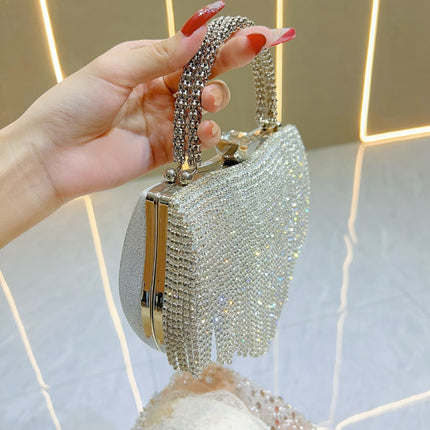 New Cross-Border Hot-Selling Women's Bags, Light Luxury Tassel Evening Bags, Women's Handbags, High-End Full-Diamond Handbags