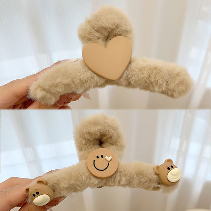 Autumn and Winter plush hairpin female clip headdress furry shark clip cute high-grade sense back head clip high-end hairpin