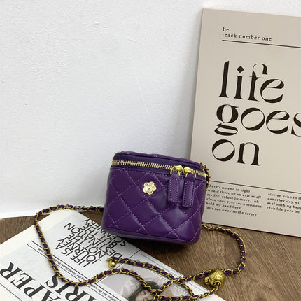 New Textured Box Bag Niche Fashion Lipstick Bag Versatile Small Fragrant Style Rhombus Chain Shoulder Crossbody Bag for Women