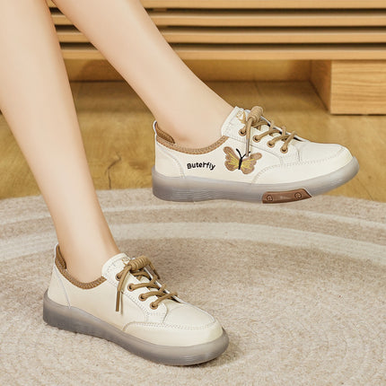 Women's Shoes New Style 2025 White Shoes Casual Hollow Soft Sole Sports Leather Shoes Mesh Shoes Summer Thin Breathable Shoes