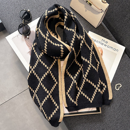 Scarf Women's Winter 2024 New Cashmere Knitted Thickened Scarf Ankora Red White Warm Student Wholesale