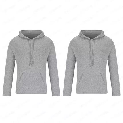 Cross-border men's classic 2-piece combination hooded sweater solid color fleece pullover youth trendy hoodie loose hooded