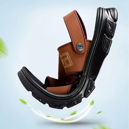 2025 New Summer Men's Beach Sandals Soft Sole Non-slip Open Toe Casual Breathable Wear-resistant Driving Bath Slippers