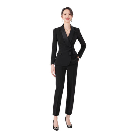 Autumn and Winter New New Chinese Black Professional Suit suit Elegant Goddess Fan Slim-fit Slimming Dress Overalls OL