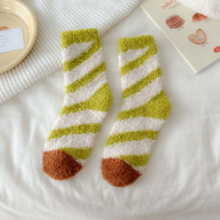 Autumn and winter thick socks children's Japanese striped pattern cute women's socks half velvet floor socks warm sleep socks wholesale