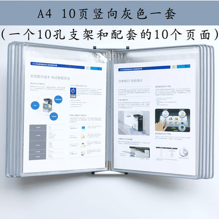 10-page horizontal wall hanging display file holder A4 horizontal wall hanging display folder 10-hole loose-leaf craft clip