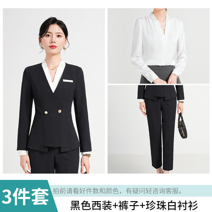 Jewelry Store Work Clothes Women's Autumn and Winter Temperament Goddess Fan Gan Practice Work Clothes OL Formal Occasion Professional Formal Suit Dress