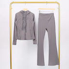 Haiyueyan hooded jacket and bell-bottom pants suit / 2/S