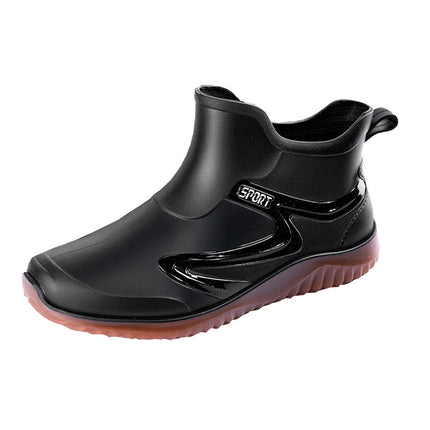 New Foreign Trade Rain Boots for Men, Short-Tube Waterproof Non-Slip Work Rubber Shoes, Low-Top Soft-Soled Fishing Rain Boots, Men's Water Shoes