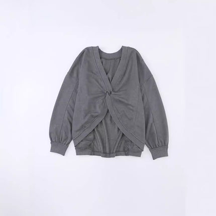Trendy European and American Style Women's Sweatshirt, Brushed Autumn New Long-Sleeve Simple Ribbed Cuffs Loose Solid Color Women's Top