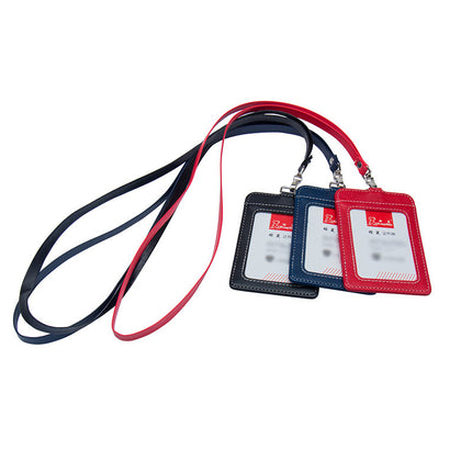 New Leather Pu Badge Lanyard Id Card Holder Work Badge Business Bus Student Id Card Access Control Meal Card Holder