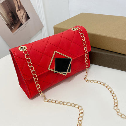 Women's Bag 2025 New Model Square Lock Chain Embroidered Small Square Bag Small Bag Fashion Style Mobile Phone Bag Cross-Border