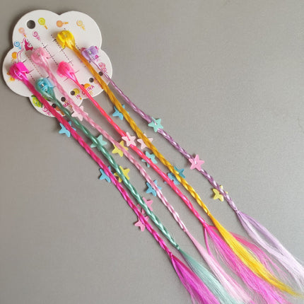 New Children's Colorful Clamp Small Braid Six-color Mixed Butterfly Love Five-pointed Star Wig Braid Performance Dirty Braids