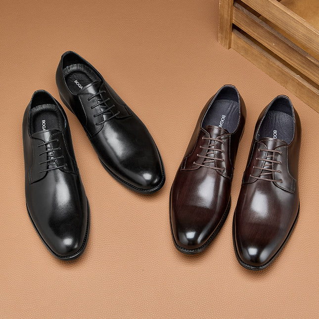 Handmade Brushed Business Formal Men's Leather Shoes British Lace-Up Derby Men's Shoes Cowhide Wedding Shoes Pointed Toe Shoes Men