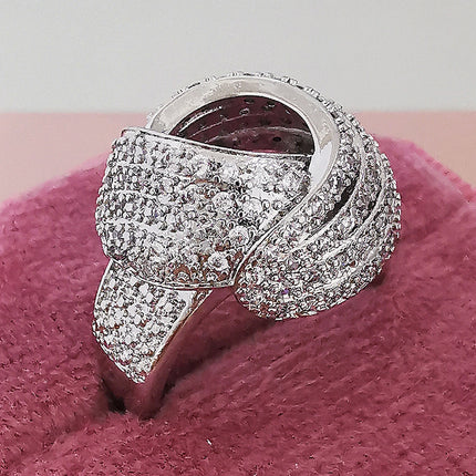 Ebay Best Selling Creative Wrapping Diamond Ring European and American Women's Fashion Engagement Party Ring Jewelry R4992
